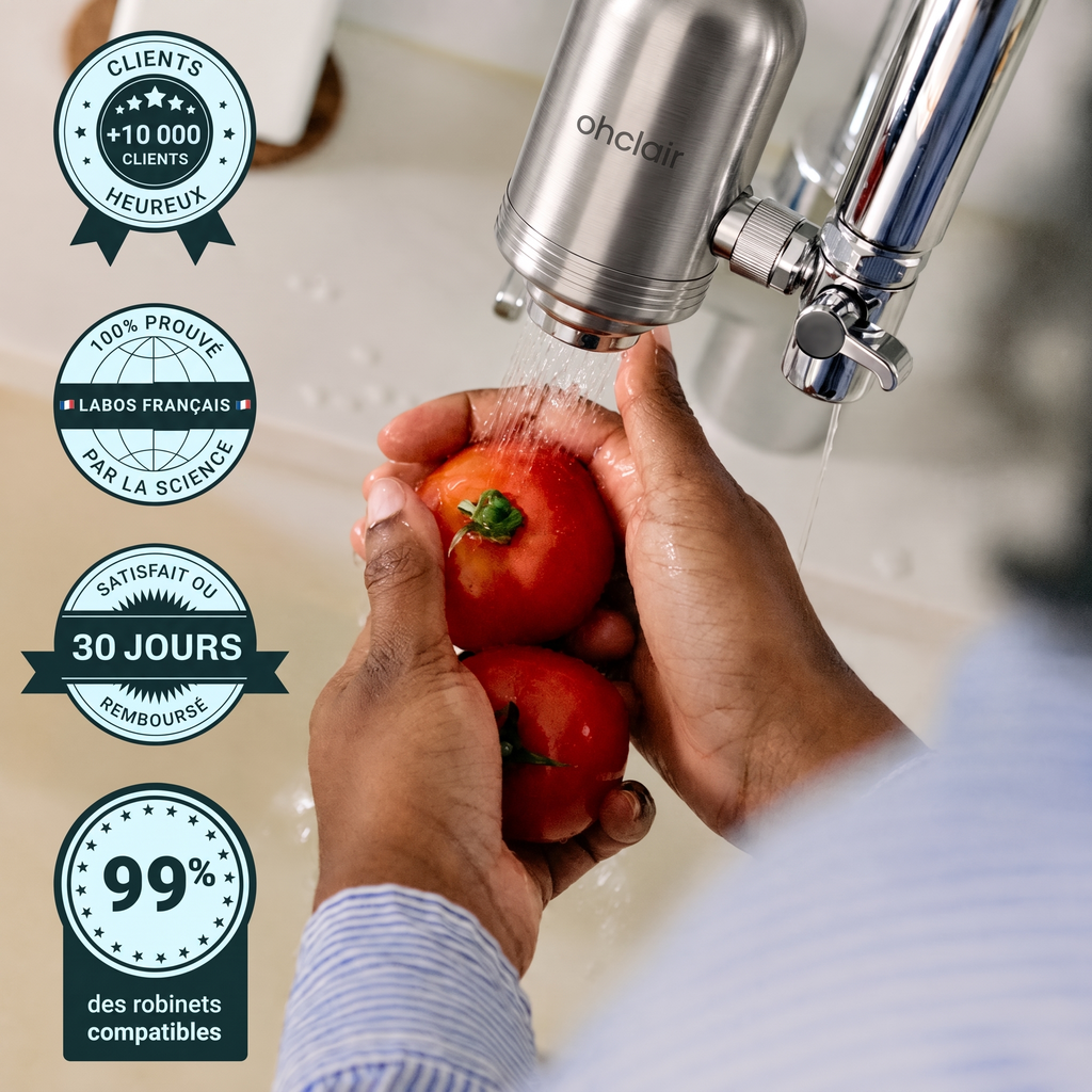 Filtre Ohclair sur robinet, lavage de tomates